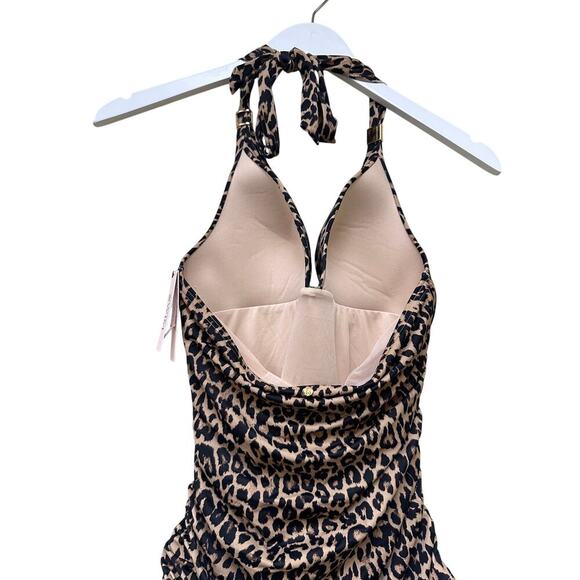 NWT Victoria Secret Medium Tan Black Leopard Halter One Piece Swimsuit Vacation - Picture 7 of 12